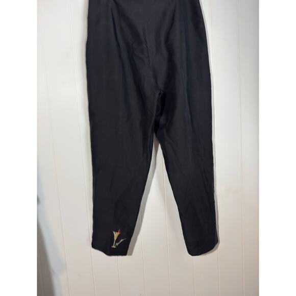 S.L.B. · Size 14 · Silk · Embroidered Cocktail Novelty Pants High Waist · Black - Picture 6 of 9